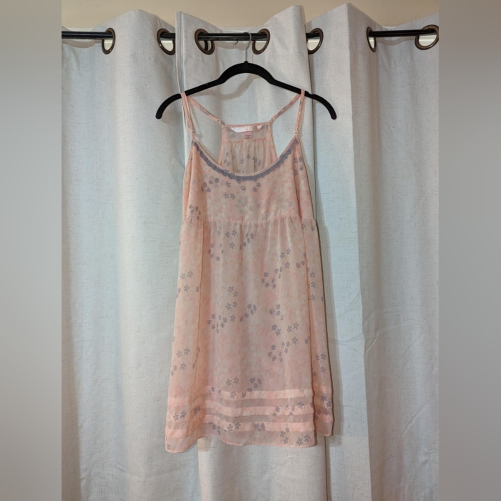 2008 Pastel Floral Babydoll Pink And Purple Slip Dress